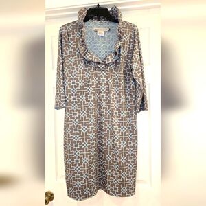Gretchen Scott Designs Brown and Blue Patterned Dress